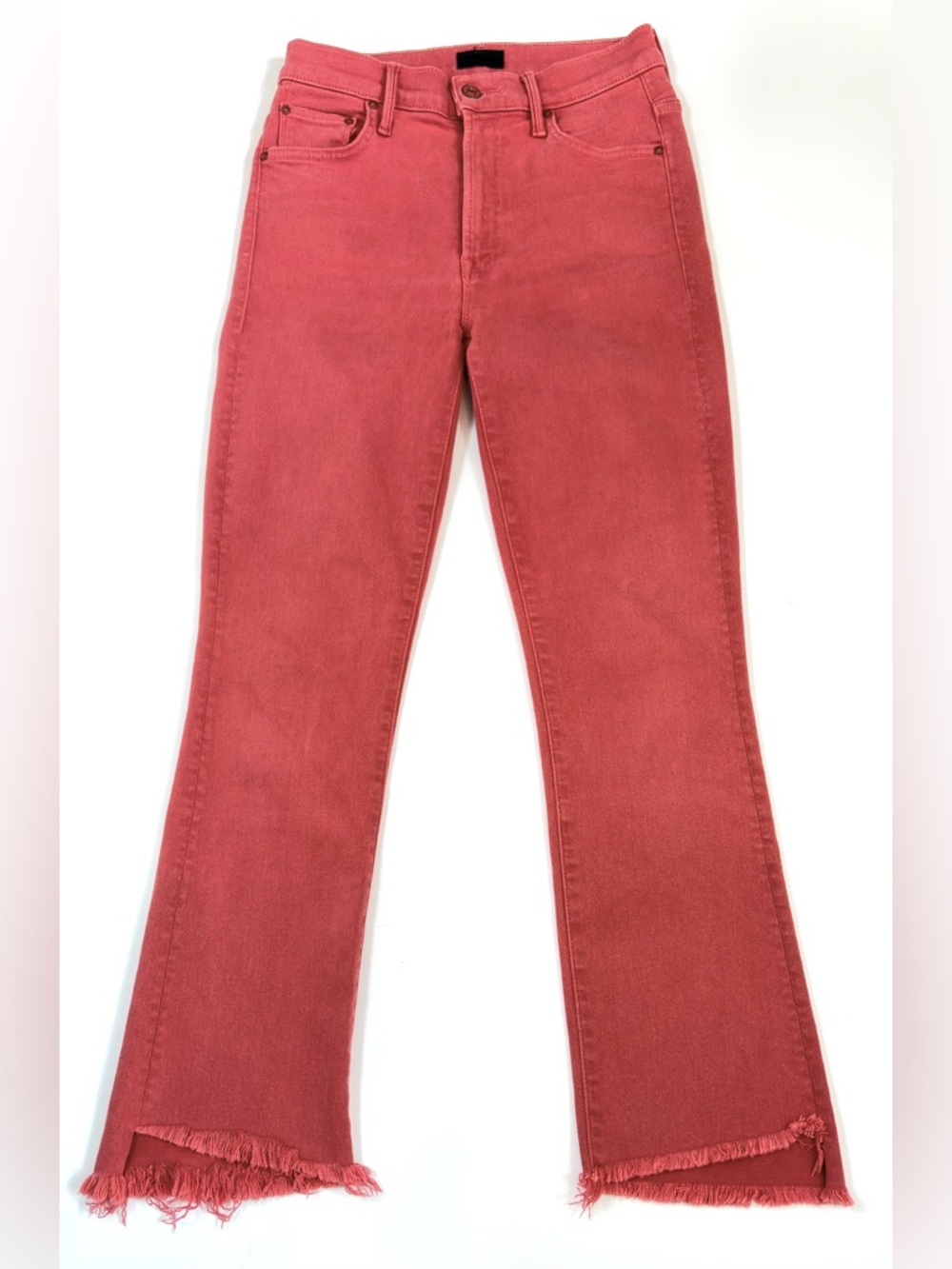 MOTHER Insider Crop Step Fray Jeans Size 26 Second Chance Red Excellent